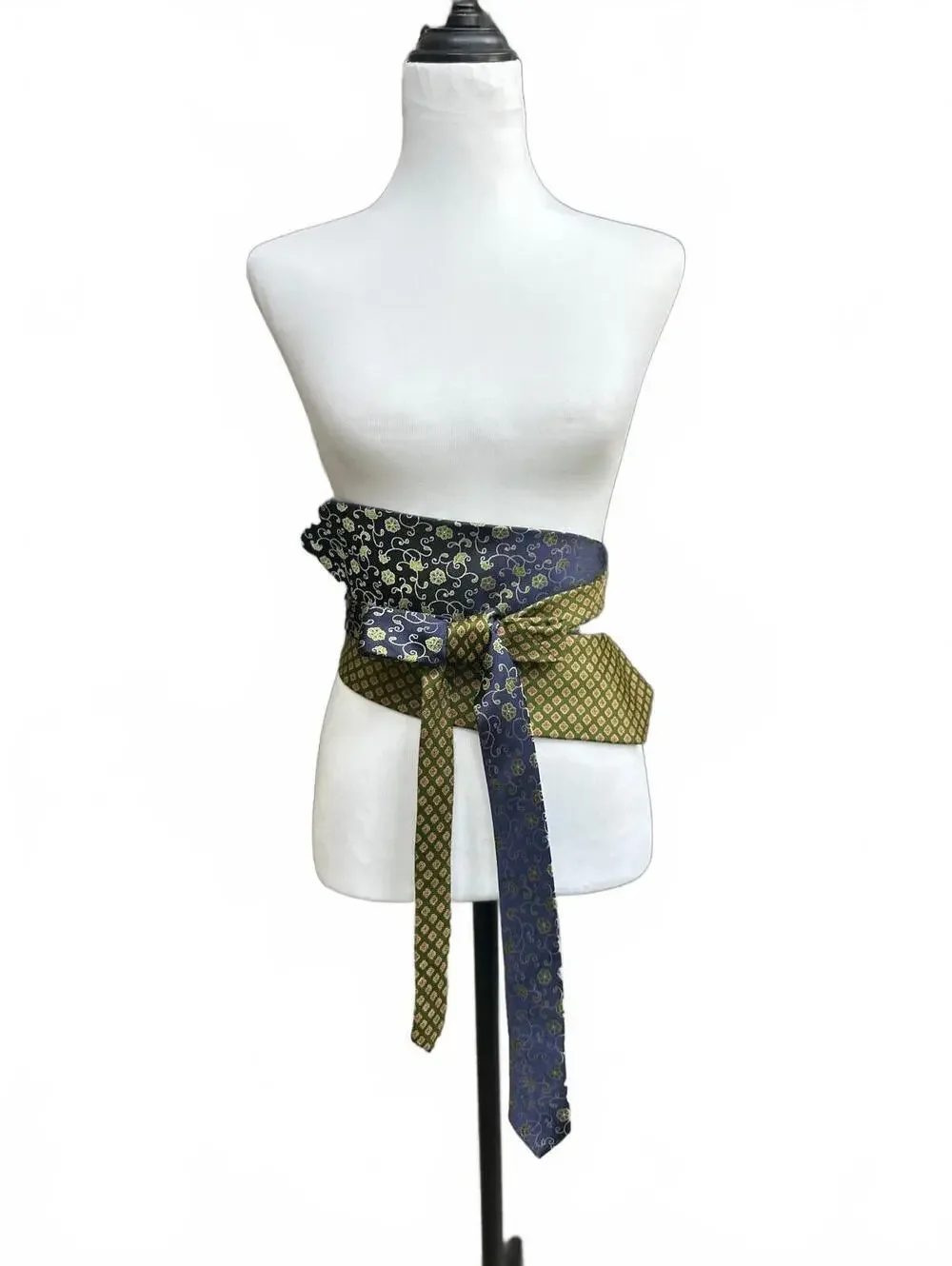 Upcycled Silk Necktie Obi Belt | Handmade Corset Style Belt | One-of-a-Kind | OS